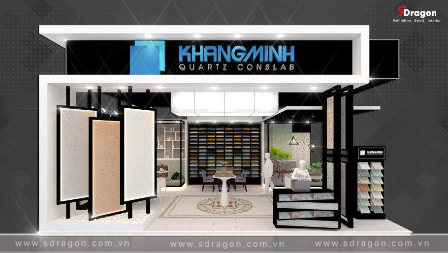 Thiết kế gian hàng ấn tượng và thu hút của công ty Khang Minh tại triển lãm Vietbuild do SDragon thực hiện