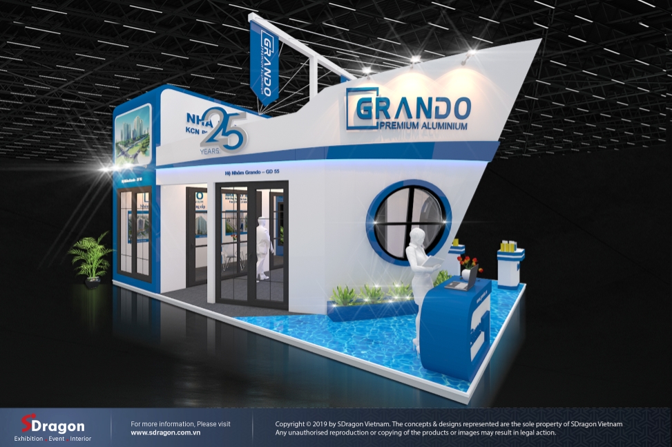 SDragon thiết kế và thi công hoàn thiện gian hàng của công ty GRANDO