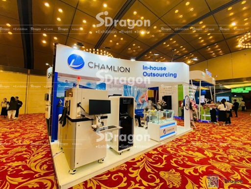 Gian hàng thương hiệu do SDragon thiết kế tại triển lãm, trưng bày giải pháp in-house outsourcing thiết bị nha khoa