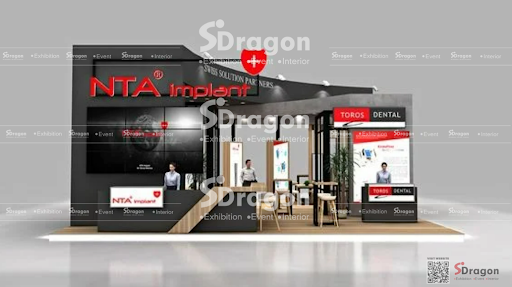 Thiết kế gian hàng thương hiệu NTA Implant do SDragon thực hiện tại triển lãm y tế