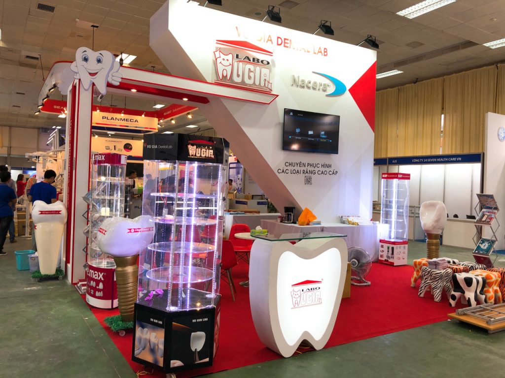 Standout dental booth designed and built by SDragon at VIETNAM MEDIPHARM EXPO