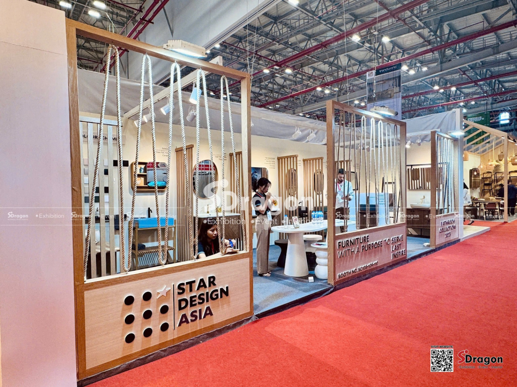 This booth showcases construction materials