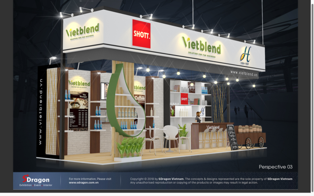 Constructing exhibition booth at The Coffee Expo Vietnam 2025