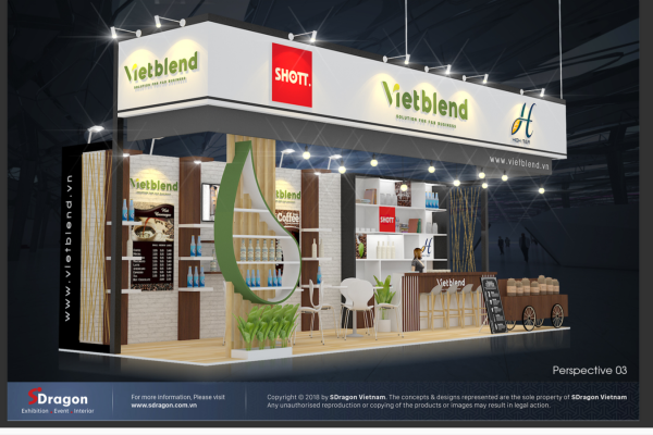 Constructing exhibition booth at The Coffee Expo Vietnam 2025