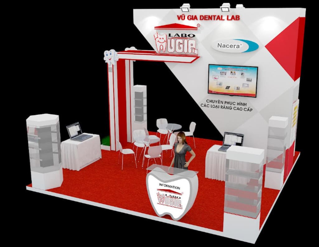 Thi công mẫu gian hàng đảo